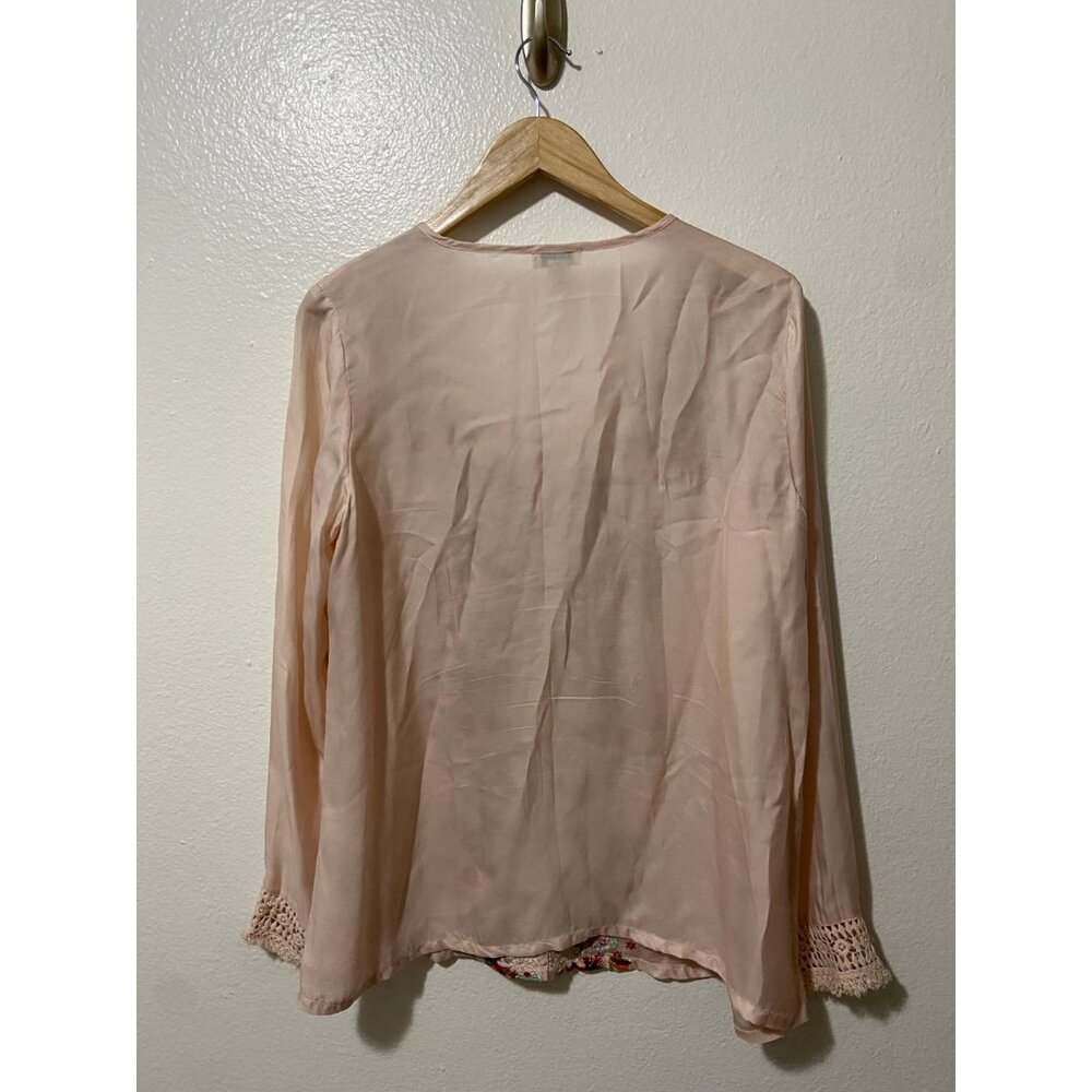 Sundance Women's‎ Floral Embroidered Boho Pale Pink Long Sleeve Blouse Medium - Picture 3 of 7